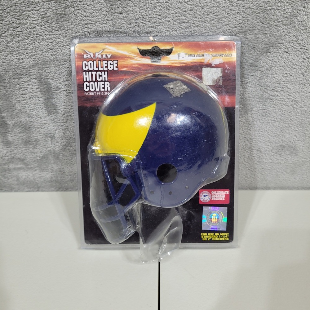 BULLY College Hitch Cover Michigan Wolverines Helmets Blue Yellow New